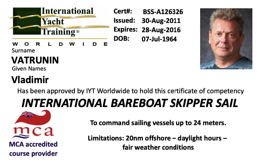  Bareboat Skipper IYT
