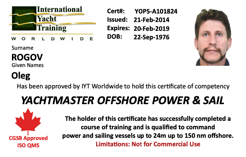Сертификат Yachtmaster Offshore